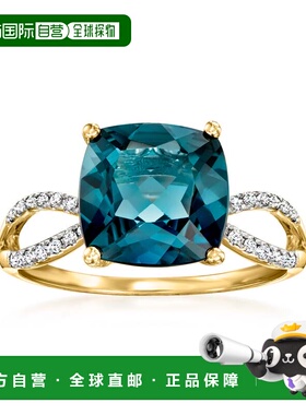 自营 ross-simons罗斯-西蒙斯伦敦蓝托帕石和 . 14 克拉黄金钻石