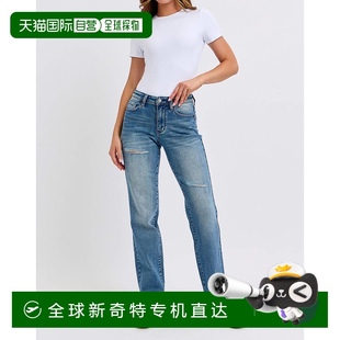 cont Destroy judy blueMid Rise 自营 Dad Wash Contrast Jean
