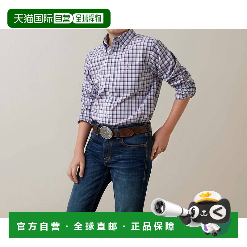 自营 ariat男童 Pro Series Meir 经典版型衬衫（白色/紫色） - /