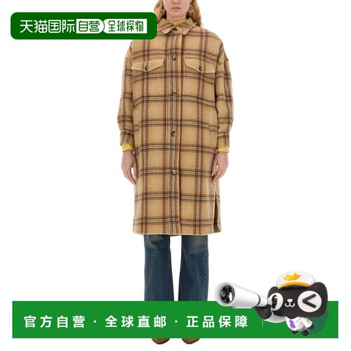 自营isabel marantClassic Plaid Oversized Coat with Soft Text
