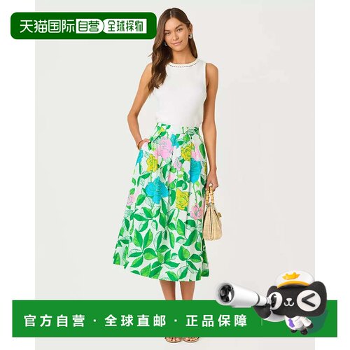 自营lilly pulitzerIzela Midi Skirt - multi rose bud engineer
