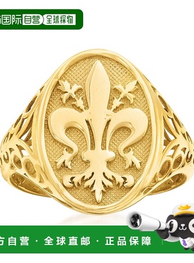 自营 Ross-Simons14 克拉黄金 Fleur-De-Lis 图章戒指 黄色 美国