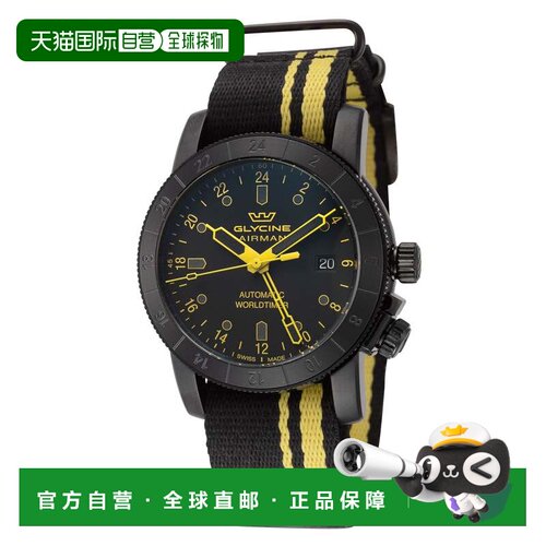 自营Glycine Men's Airman Contemporary 42mm Black Automatic W