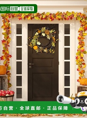 自营 safavieh仿 24 英寸橡木漏水花环带南瓜 - 多 美国奥莱直发