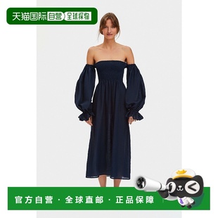 自营sleeper海军蓝亚特兰大亚麻连衣裙-海军蓝 美国奥莱直发