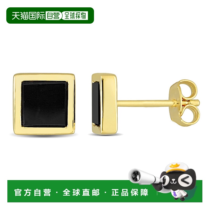 自营Mimi & Max 1ct TGW Black Onyx Square Stud Earrings in Ye