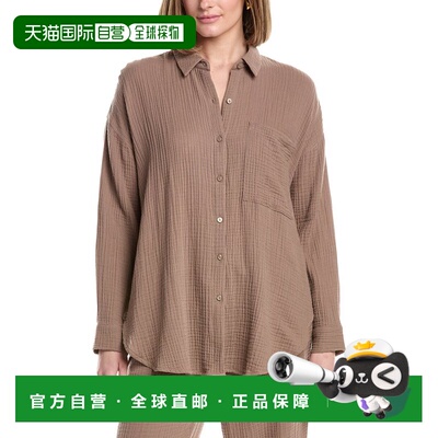 自营EILEEN FISHER Classic Collar Long Shirt - brown 美国奥莱