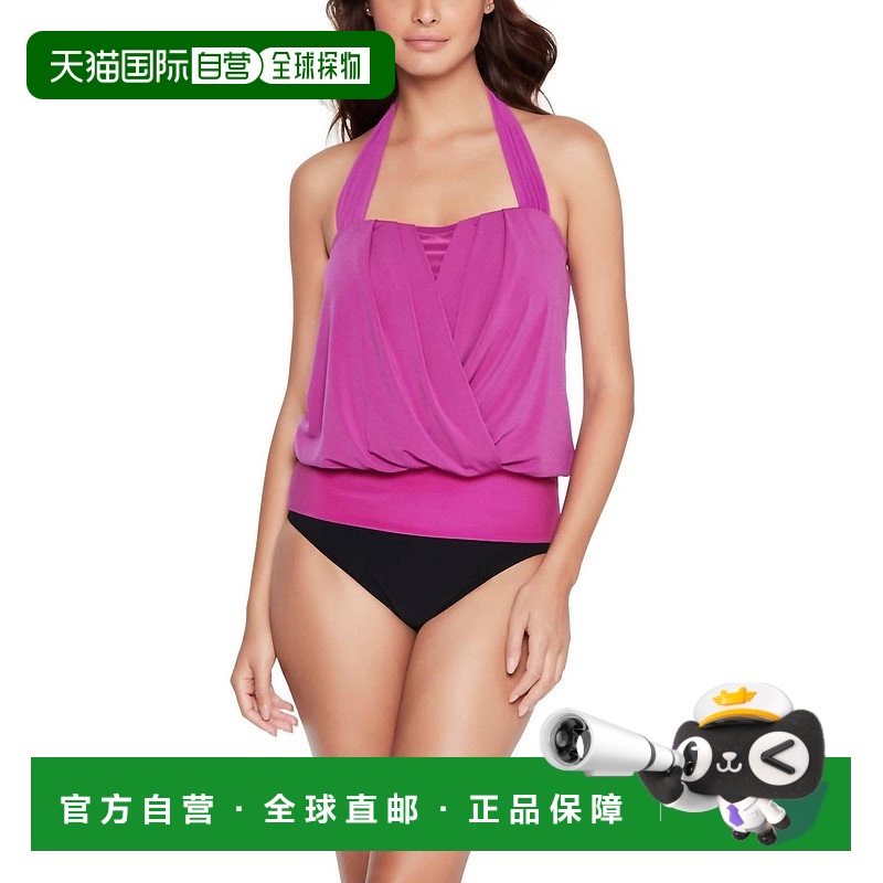自营 magicsuitSolid Drape Debbie Tankini In Hibiscus Pink -