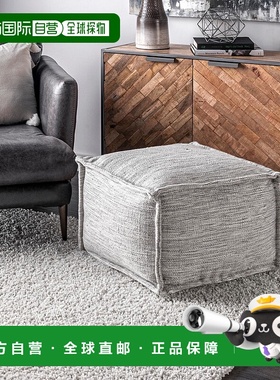 自营 nuLOOM Sofia 休闲纯色室内/室外填充脚凳坐垫 - 灰色 美国