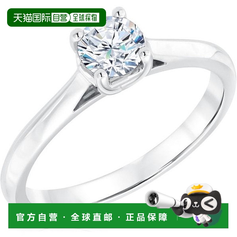 自营 pompeii31/2 克拉圆形钻石单石订婚戒指 10k 白金 - 10k 白