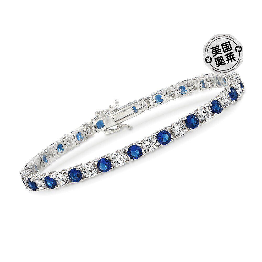 自营Ross-Simons 925 纯银模拟红宝石和 CZ 网球手链 - 7.5 英寸