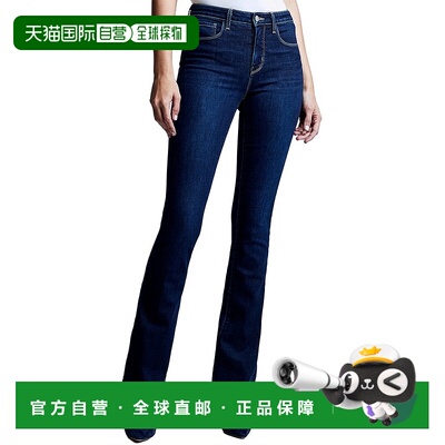 自营L'AGENCE Selma高腰时尚婴儿靴巴斯托牛仔裤-蓝色 美国奥莱直