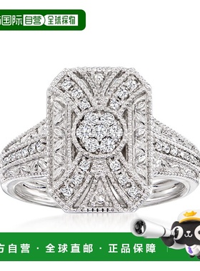 自营 925 纯银 Ross-Simons 钻石涡旋式戒指 - 白色 美国奥莱直发