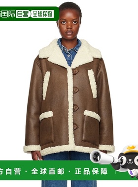 1h可退 香港直邮潮奢 A.P.C. 女士 棕色 Clara 合成皮革大衣 PSAI