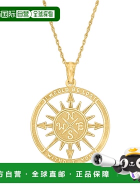 自营 Ross-Simons 14kt 黄金指南针吊坠项链 - 16 英寸 美国奥莱