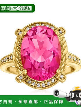 自营 ross-simons 罗斯-西蒙斯粉红黄玉和 .白色托帕石戒指 18kt