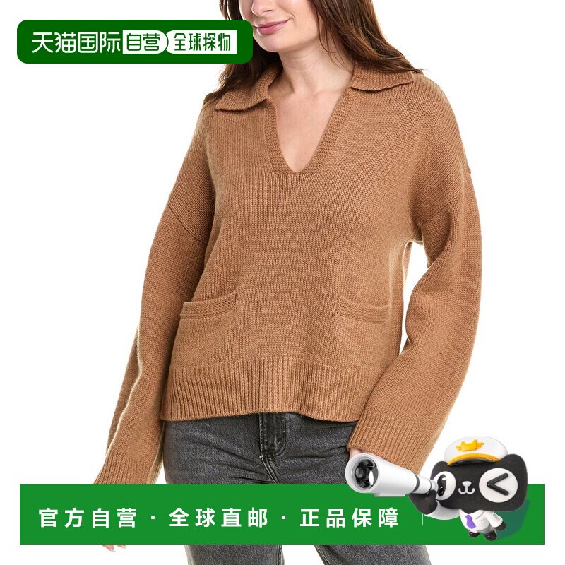 自营rag & bone碎骨Danica羊毛和羊绒混纺翻领毛衣-棕色 美国奥莱