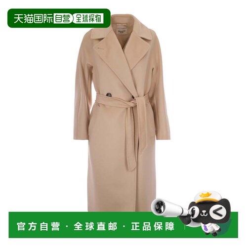 自营max mara新剪羊毛Resina双排扣大衣-中性羊毛 美国奥莱直发