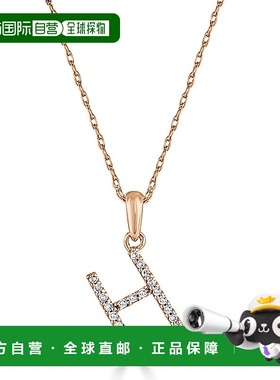 自营 sabrina14k 玫瑰金和钻石初始项链 - 玫瑰 h 美国奥莱直发