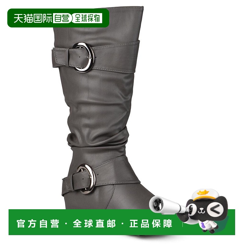 【美国直邮】Journee Collection 女士宽小腿巴黎靴 时尚优雅人造