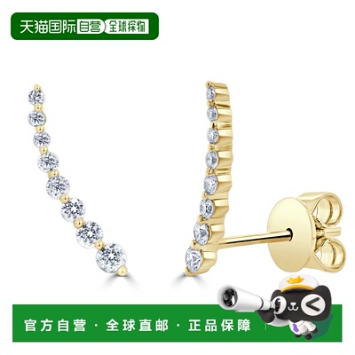 自营sabrina14K Yellow Gold Diamond Climber Earrings - yellow