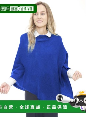 自营in2Cashmere Poncho with Textured Border - sapphire 美国