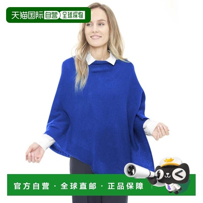 自营in2Cashmere Poncho with Textured Border - sapphire 美国