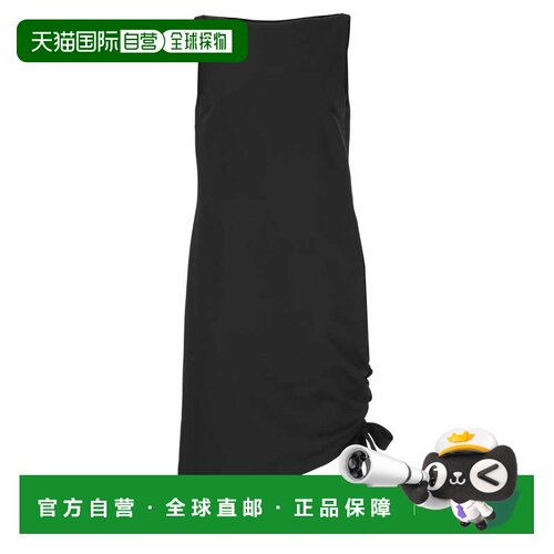 自营carolina herrera无袖黑色羊毛连衣裙，搭配褶皱和蝴蝶结装饰