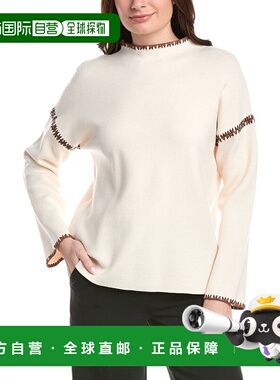 自营T Tahari Novelty Embroidery Stitch Pullover - white 美国