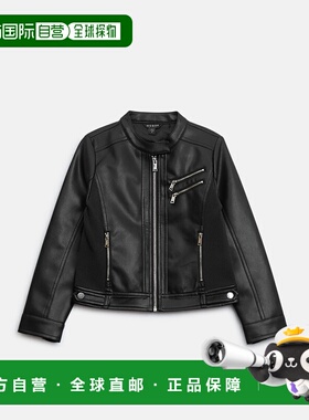 自营guessZona Faux-Leather Jacket (7-14) - black 美国奥莱直
