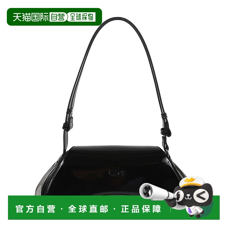 自营dieselCurved Black Shoulder Bag - black 美国奥莱直发