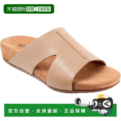 自营SoftWalk Beverly S2304-154女式凉鞋5.5米色皮革记忆泡棉FZP