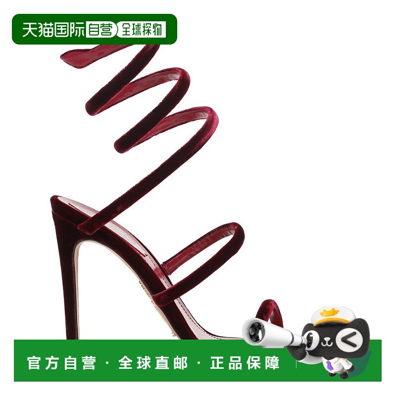 自营rene caovillaSpiral Design Velvet Heels With Ankle Wrap