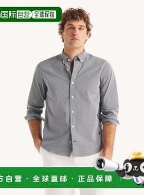 自营Nautica Mens Slim Fit Wrinkle-Resistant Plaid Shirt - j