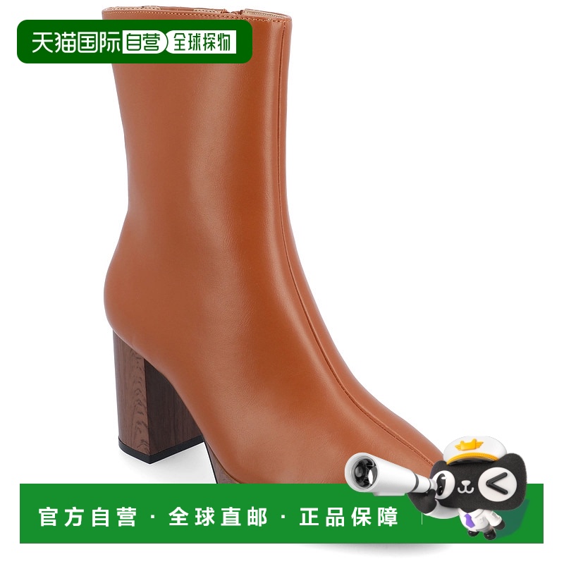 自营 Journee Collection中宽款女式罗默靴-干邑 美国奥莱直发