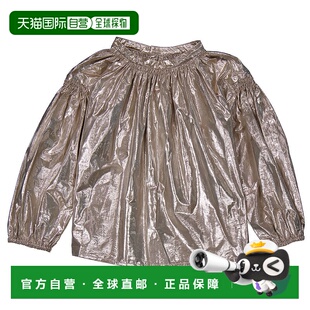 自营 Bonpoint女孩裸体波西米亚金属塔夫绸衬衫-裸体 美国奥莱直