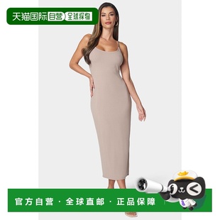 自营Bebe Women's Rib Tank Maxi Dress - khaki 美国奥莱直发