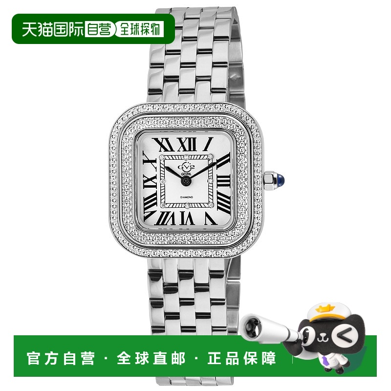 自营 GV2 Bellagio女式瑞士制造钻石手表，银白色表盘，316L不锈-
