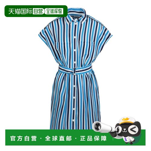 自营burberryNella Striped Shirt Dress - blue 美国奥莱直发