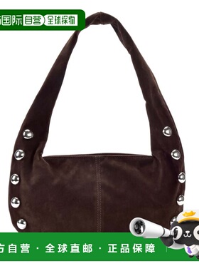 自营adorniaDark Brown Studded Crescent Bag - brown 美国奥莱