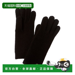 美国奥莱直发 黑色 自营Bruno Magli蜂窝缝羊绒手套