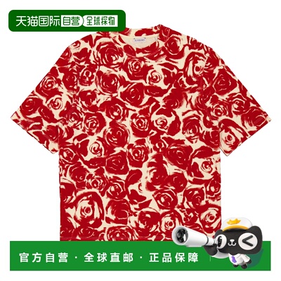 自营Burberry All Over Rose Print Cotton T Shirt - pillar ip