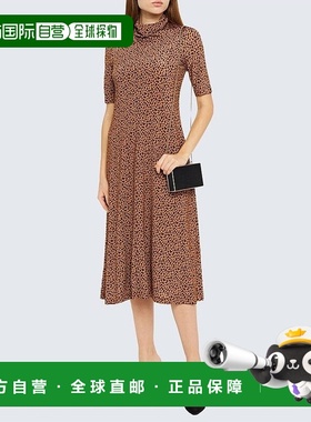 美国直邮ROSETTA GETTY 女士长裙连衣裙短袖针织豹纹衣服高领