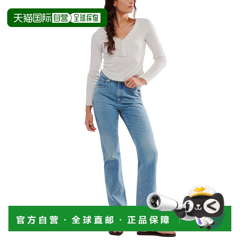 1小时内可退 【美国直邮】free people 女士 牛仔裤高腰喇叭廓形