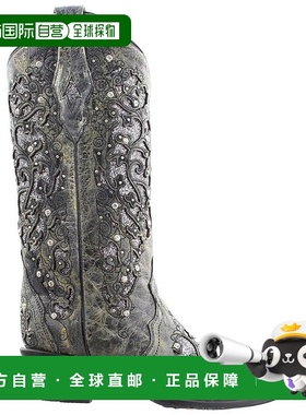 美国直邮CORRAL 女士牛仔靴尖头靴子爆款真皮手工女靴