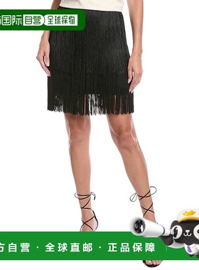 自营 Kenneth Cole条纹迷你裙-黑色 A字裙半身裙美国直发奥莱