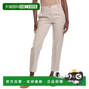 直发美国奥莱 小麦色休闲裤 自营EILEEN FISHER高腰锥形脚踝长裤