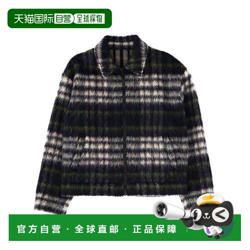 自营msgmPlaid Pile Zip-Up Jacket - black 美国奥莱直发