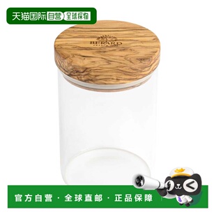 自营Berard Glass Storage Jar With Olive Wood Lid, 20-ounce -
