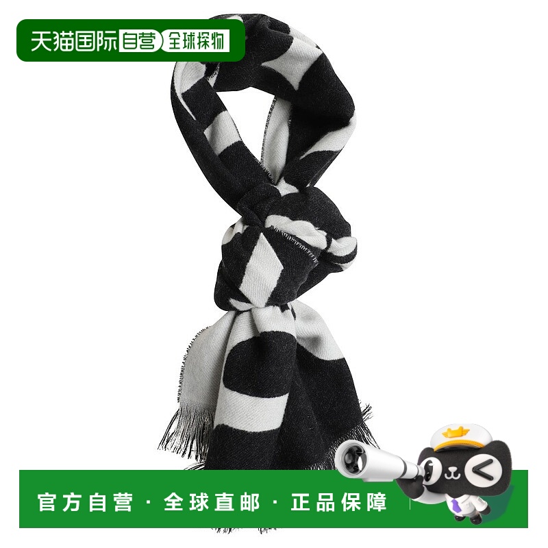 自营burberry现代设计的黑白条纹围巾-黑色 美国奥莱直发博柏利